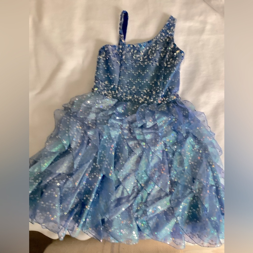 Ocean Blue and silver jeweled short dress for women